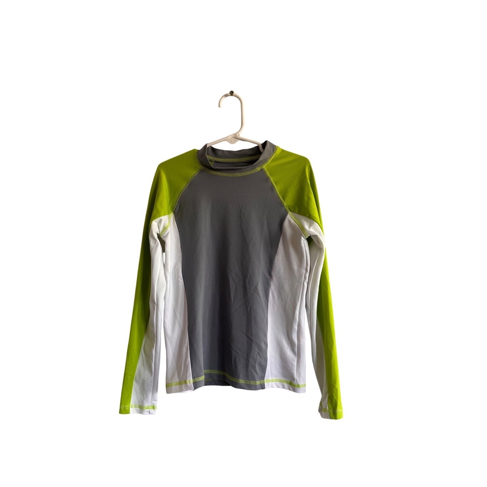 Cat & Jack Kids Long Sleeve Rash Guard Grey Lime Green Colorblock Size S 6/7 NWT